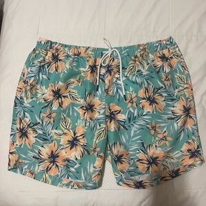 crown & ivy Teal Floral Athletic Shorts